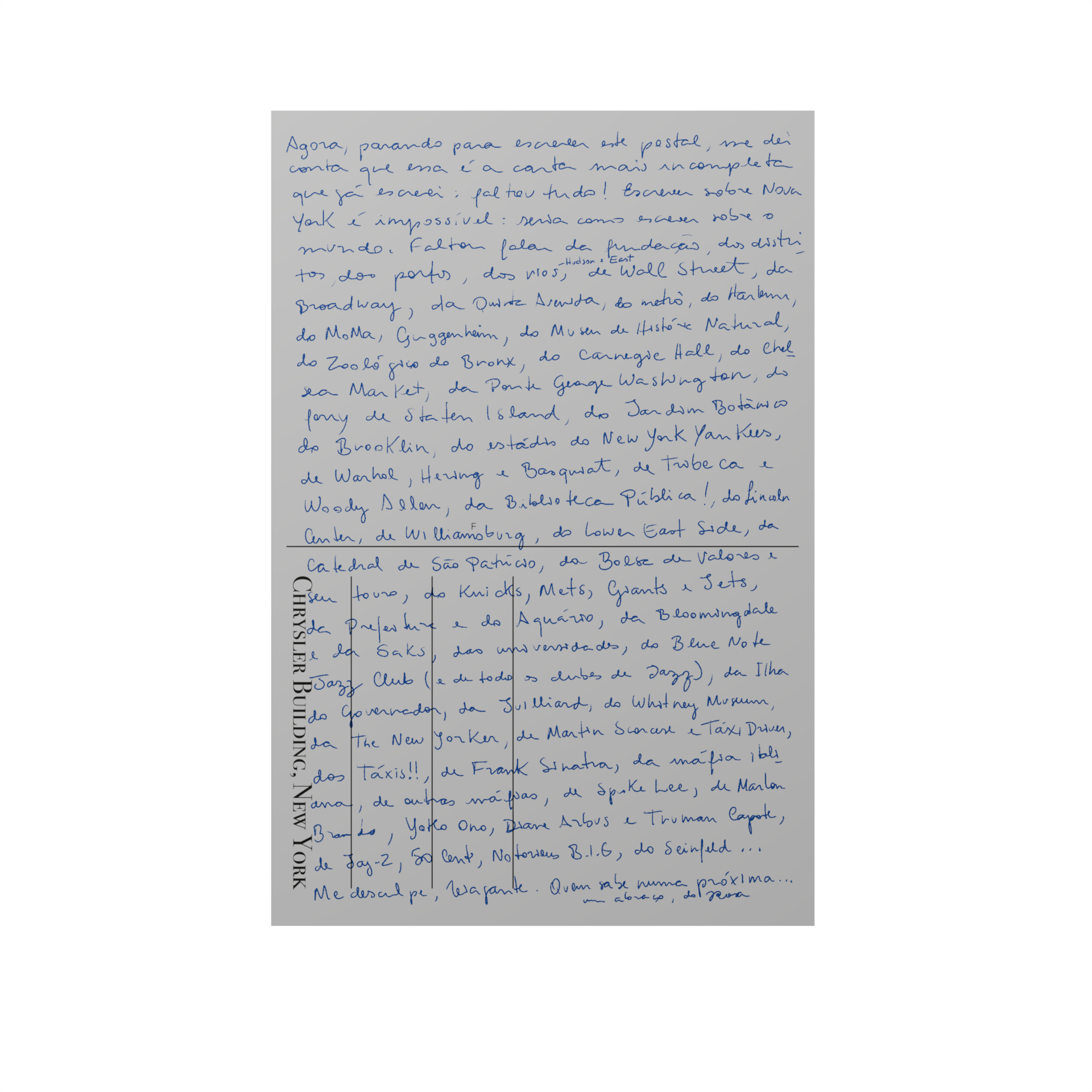 Carta de Nova York - Cartas do Mundo